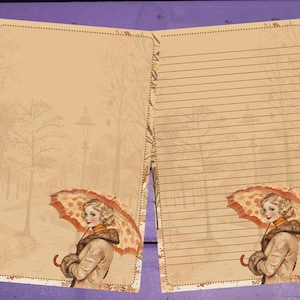 Papel de carta retrô de outono A5, papelaria pautada/sem pautada, suprimentos para amigos por correspondência