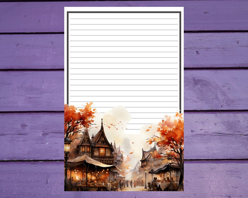 Autumn Village Letter Writing Paper A5 Stationery Lined/unlined Penpal ...