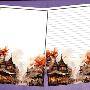 Autumn Village Letter Writing Paper A5 Artigos de papelaria forrados/sem forro Penpal Suprimentos