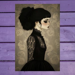 Victorian Goth Girl Postcard 10x15cm/4'x6' in Penpal Supplies