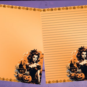 Papel de carta retrô de Halloween para escrita A5, artigos de papelaria forrados/sem forro, suprimentos para correspondência