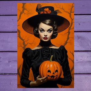 Carte postale d'Halloween rétro 10 x 15 cm/4 x 6 pi