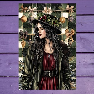 Carte postale de Noël sombre 10 x 15 cm/ 4'x6' in Stylo