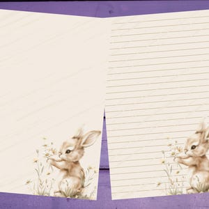 Coelho com flores Papel para escrever cartas A5 Papelaria pautado/sem pautado Suprimentos para amigos por correspondência
