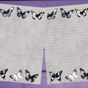 Papel de carta Dark Butterflies A5 com linhas/sem linhas para correspondência