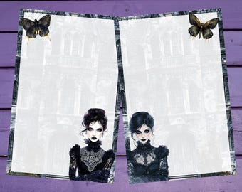 Victorian Goth Vibes Double-Sided Letter Writing Paper A5 Stationery Lined/Unlined Penpal Supplies