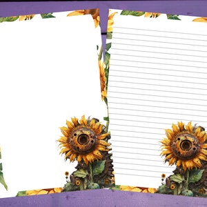 Papel de escrita de carta de girassol Steampunk A5 artigos de papelaria forrado/sem forro Penpal Suprimentos
