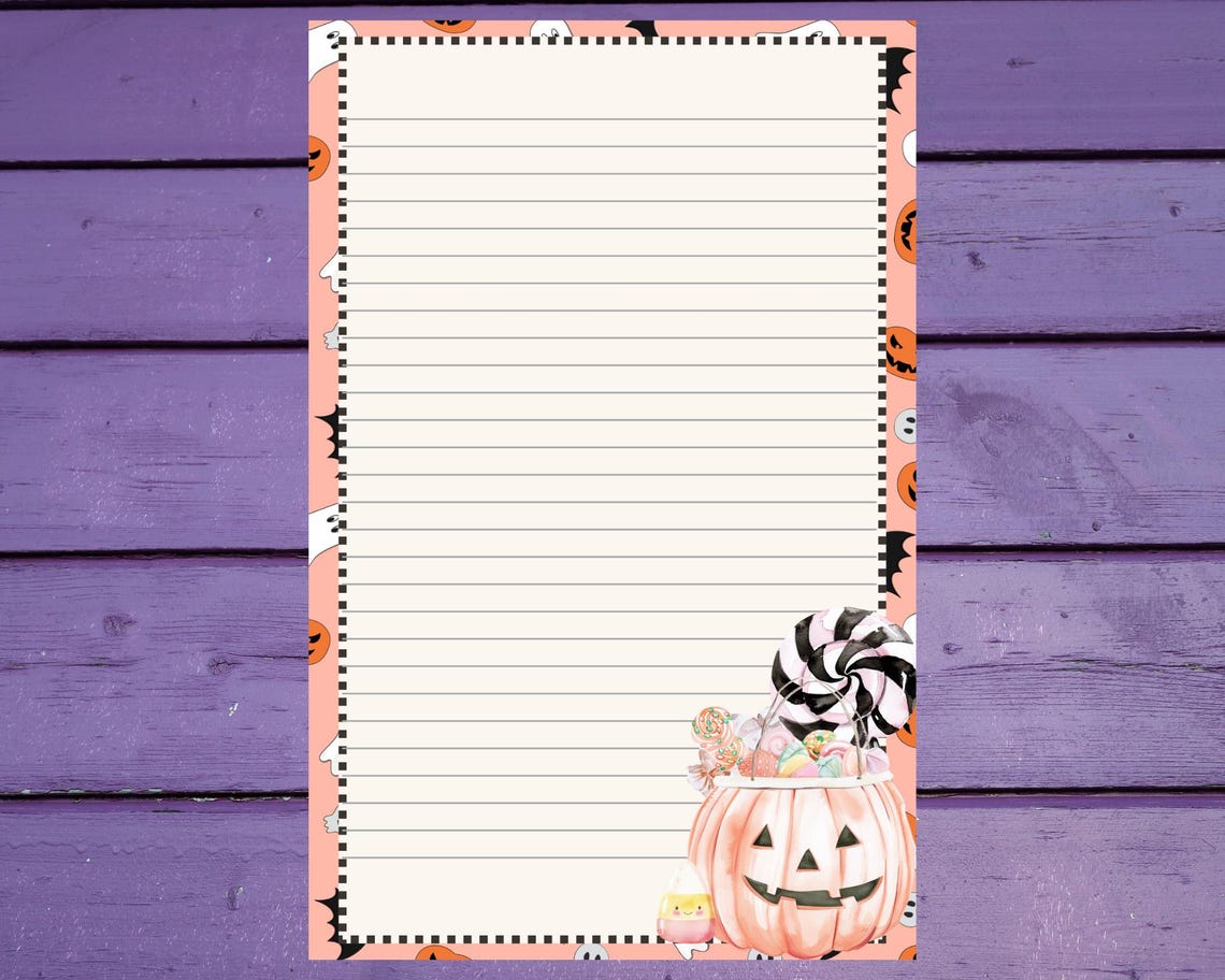 Halloween Candy Letter Writing Paper A5 Stationery Lined/unlined Penpal ...