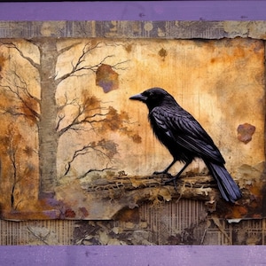 Carte postale corbeau d'automne 10 x 15 cm/4'x6' in Stylos