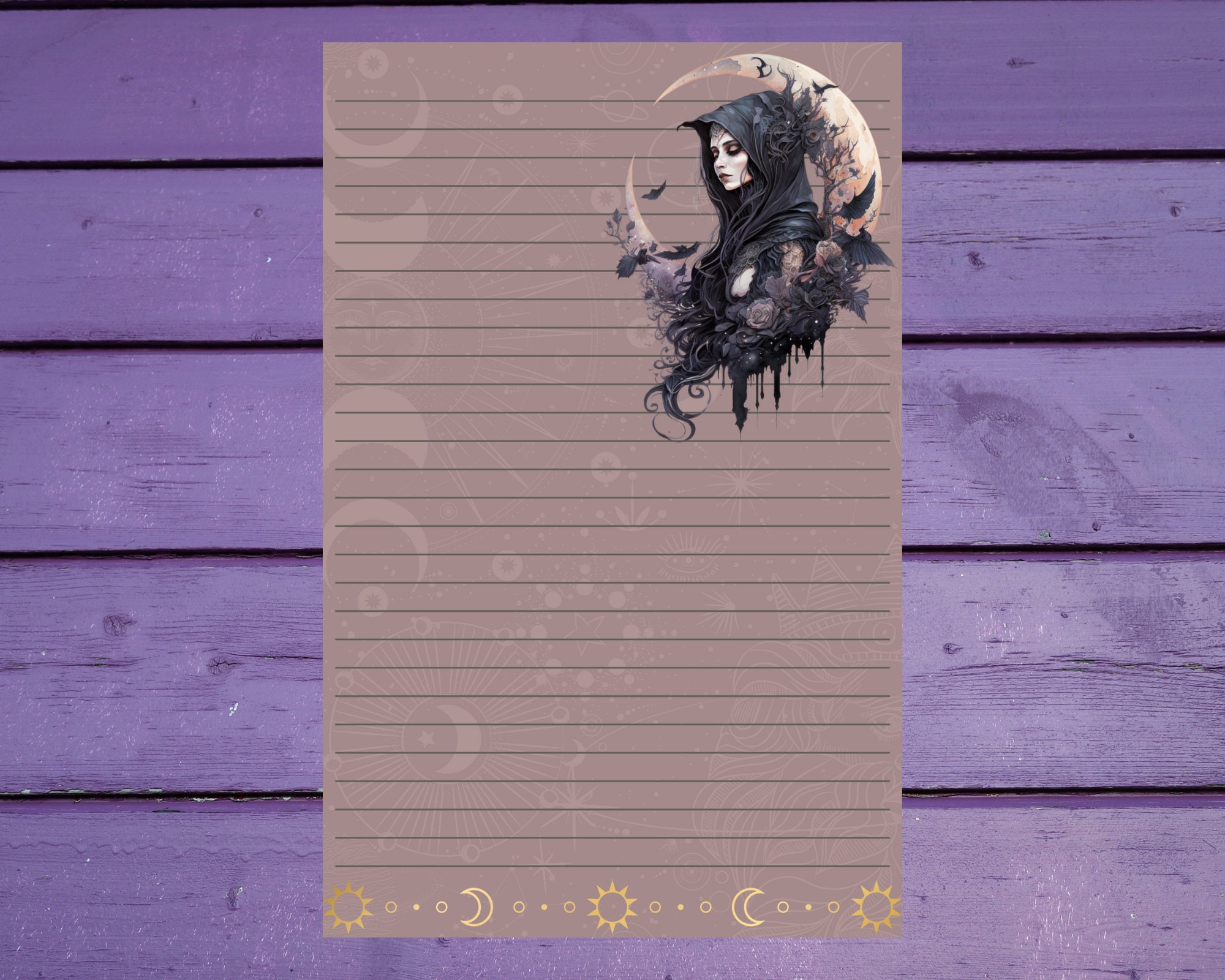Celestial Witch Letter Writing Paper A5 Stationery Lined/unlined Penpal ...