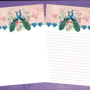 Papel de carta de amor de pavão A5, papelaria pautada/sem pautada, suprimentos para amigos por correspondência