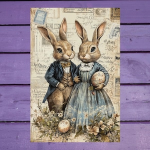 Cartolina di coppia di coniglietti 10 x 15 cm/4'x6' in Penpal Supplies