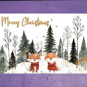 Carte postale renards de Noël 10 x 15 cm/ 4'x6' in Stylo