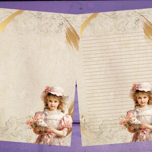 Papel de carta para menina de Páscoa vitoriana A5, material de papelaria forrado/sem forro