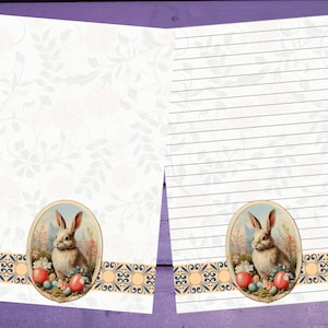 Carta de coelhinho da Páscoa vintage, papel para escrita A5, artigos de papelaria forrado/sem forro, suprimentos para correspondência