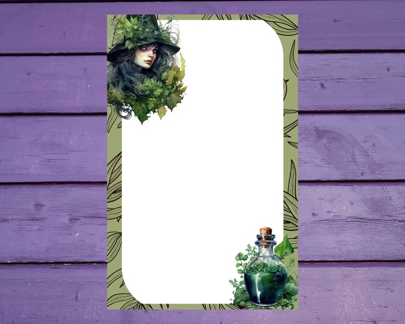 Green Witch Letter Writing Paper A5 Stationery Lined/unlined Penpal ...