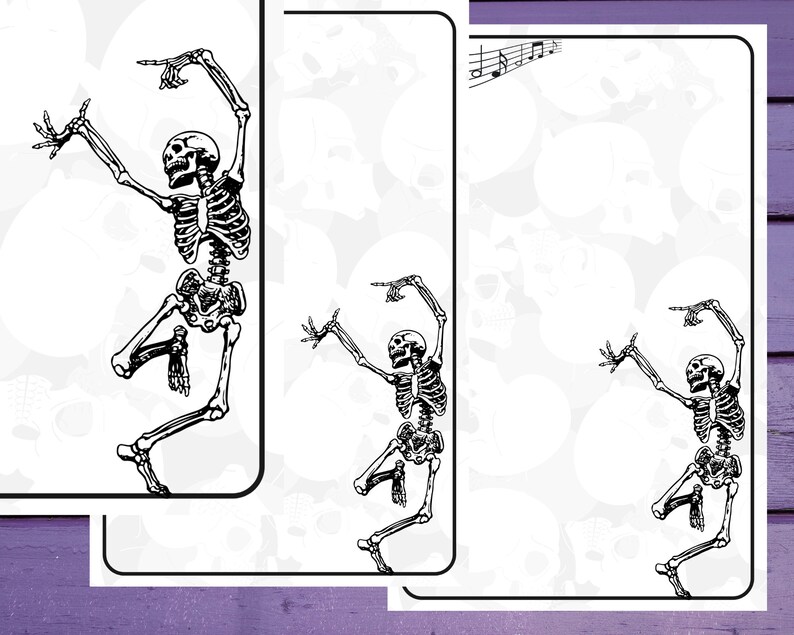 Dancing Skeleton Letter Writing Paper A5 Stationery Lined/unlined ...