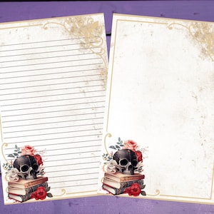Crânio em livros, papel para escrita de cartas, papelaria A5 forrado/sem forro, suprimentos para correspondência