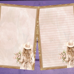 Papel para escribir cartas Tulip Girl A5, papelería con forro/sin forro, suministros para amigos por correspondencia