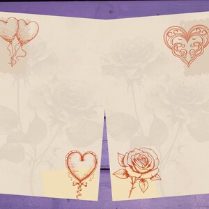 Papel de carta vintage de dupla face com vibrações de dia dos namorados A5, papelaria pautada/sem pautada, suprimentos para amigos por correspondência