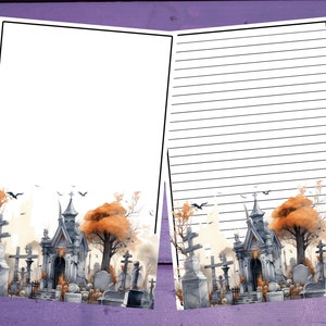 Papel para escrita de cartas de cemitério de Halloween A5 Artigos de papelaria forrados/sem forro Penpal Suprimentos