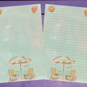 Papel de carta retrô de verão para praia A5, pautado/sem pauta, suprimentos para correspondência