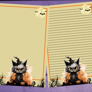 Papel de escrita de carta de gato mal-humorado de Halloween A5 Artigos de papelaria forrados/sem forro Penpal Suprimentos