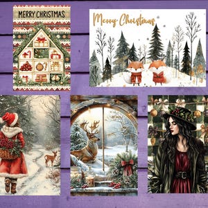 Lot de 4 cartes postales de Noël 10 x 15 cm/4'x6' in Stylos