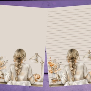 Papel de carta para escrivaninha de outono A5, papelaria pautada/sem pautada, suprimentos para amigos por correspondência