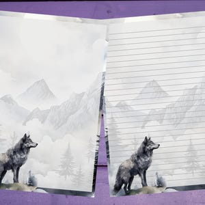 Papel de carta de inverno cinza enevoado A5 para papelaria pautado/sem pautado para correspondência