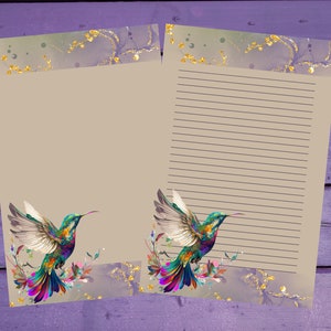 Papel de carta de beija-flor A5, artigos de papelaria forrados/sem forro, suprimentos para correspondência