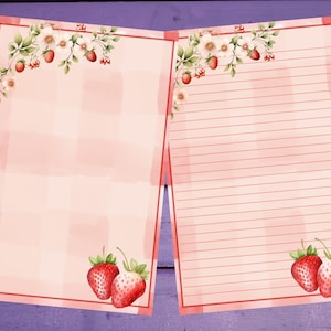 Carta da lettere a forma di fragola, formato A5, con righe/non righe, per articoli di cancelleria per amici di penna