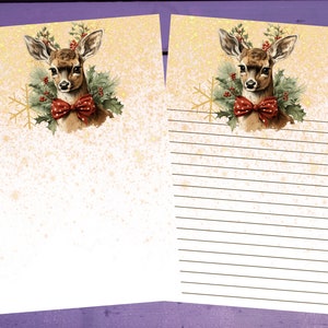 Carta de veado de Natal para escrever papel A5, artigos de papelaria forrados/sem forro, suprimentos para correspondência
