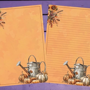 Papel de carta rústico de outono A5, papelaria pautada/sem pautada, suprimentos para amigos por correspondência