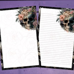 Papel de escrita de carta de caveira floral A5 Artigos de papelaria forrados/sem forro Penpal Suprimentos