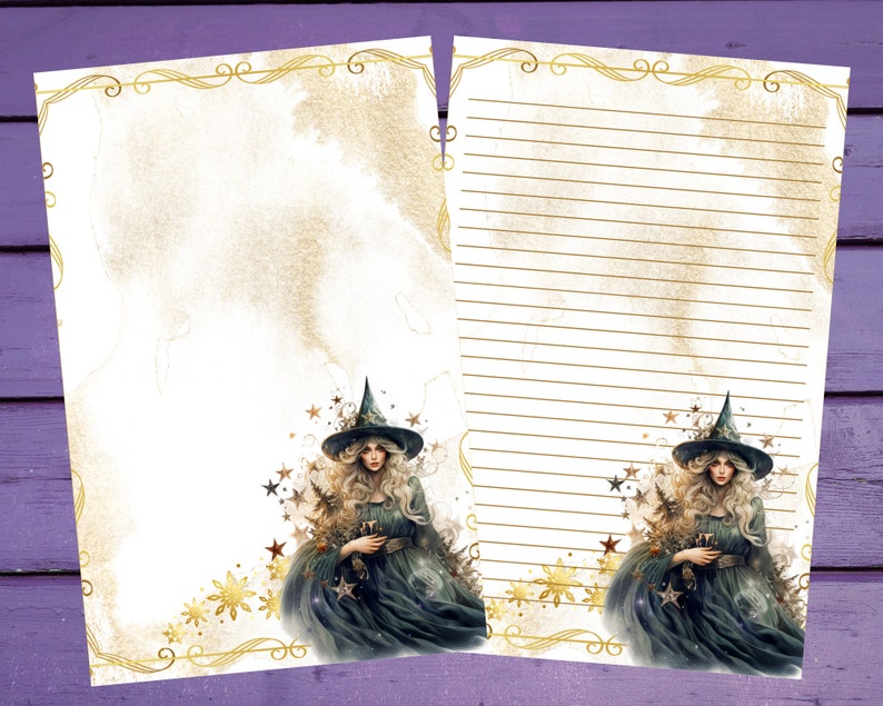Christmas Witch Letter Writing Paper A5 Stationery Lined/unlined Penpal ...