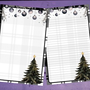 Papel de escrita de cartas com vibrações de Natal escuro, papelaria A5 forrado/sem forro