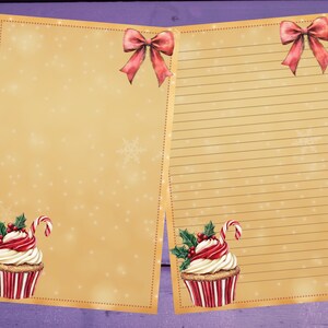 Papel de carta de cupcake de Natal A5, papelaria pautada/sem pautada, suprimentos para amigos por correspondência