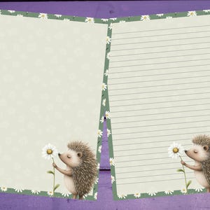 Ouriço com flor Papel de carta A5 Papelaria pautado/sem pautado Suprimentos para correspondência