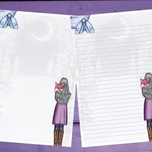 Papel de carta de inverno místico A5 para escrever artigos de papelaria pautados/sem pautados para correspondência