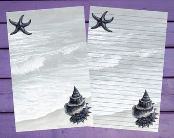 Dark Beach Vibes Letter Writing Paper A5 Stationery Lined/Unlined Penpal Supplies