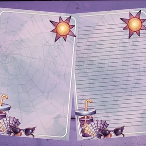 Papel de escritura de cartas de verano gótico morado, papelería A5, suministros para amigos por correspondencia forrados/sin forro