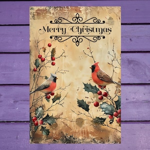 Carte postale oiseaux de Noël 10 x 15 cm/ 4'x6' in Stylo