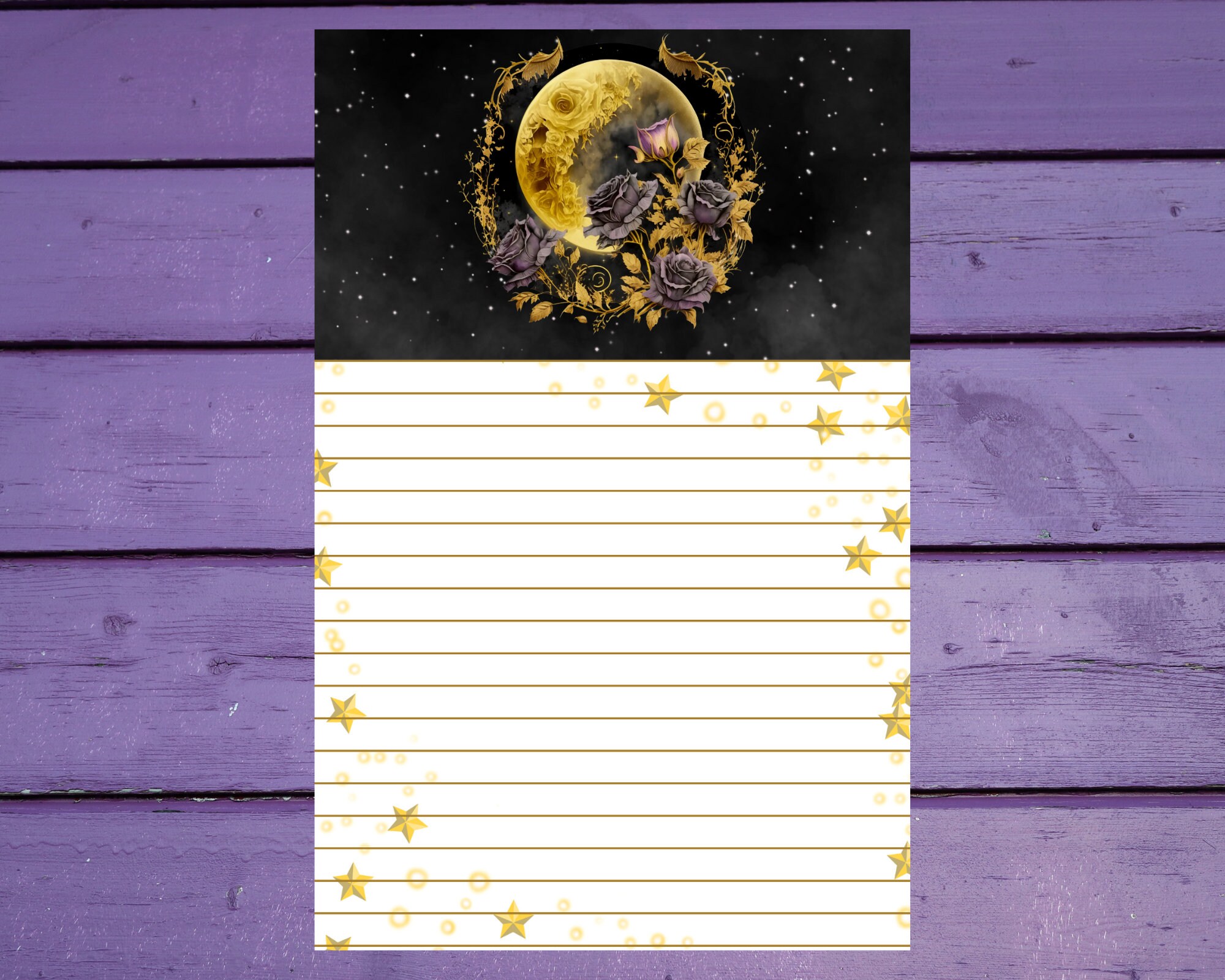 Gothic Moon Letter Writing Paper A5 Stationery Lined/unlined Penpal ...