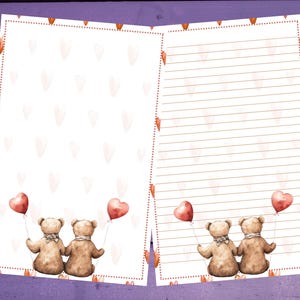 Papel de carta de ursos de dia dos namorados A5 papelaria pautada/sem pautada suprimentos para amigos por correspondência