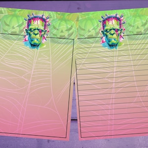 Papel para escrita de cartas monstro de Frankenstein A5, material de papelaria forrado/sem forro