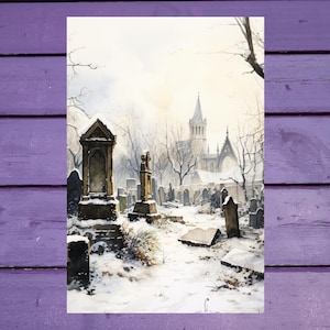 Carte postale du cimetière d'hiver 10 x 15 cm/ 4 x 6 pi