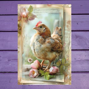 Carte postale Poulet printanier 10 x 15 cm/4'x6' in Stylos