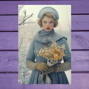 Carte postale Winter Flower Lady 10 x 15 cm/ 4'x6' in Stylo