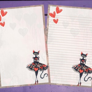 Papel de carta de gatinho de dia dos namorados A5, papelaria pautada/sem pautada, suprimentos para amigos por correspondência